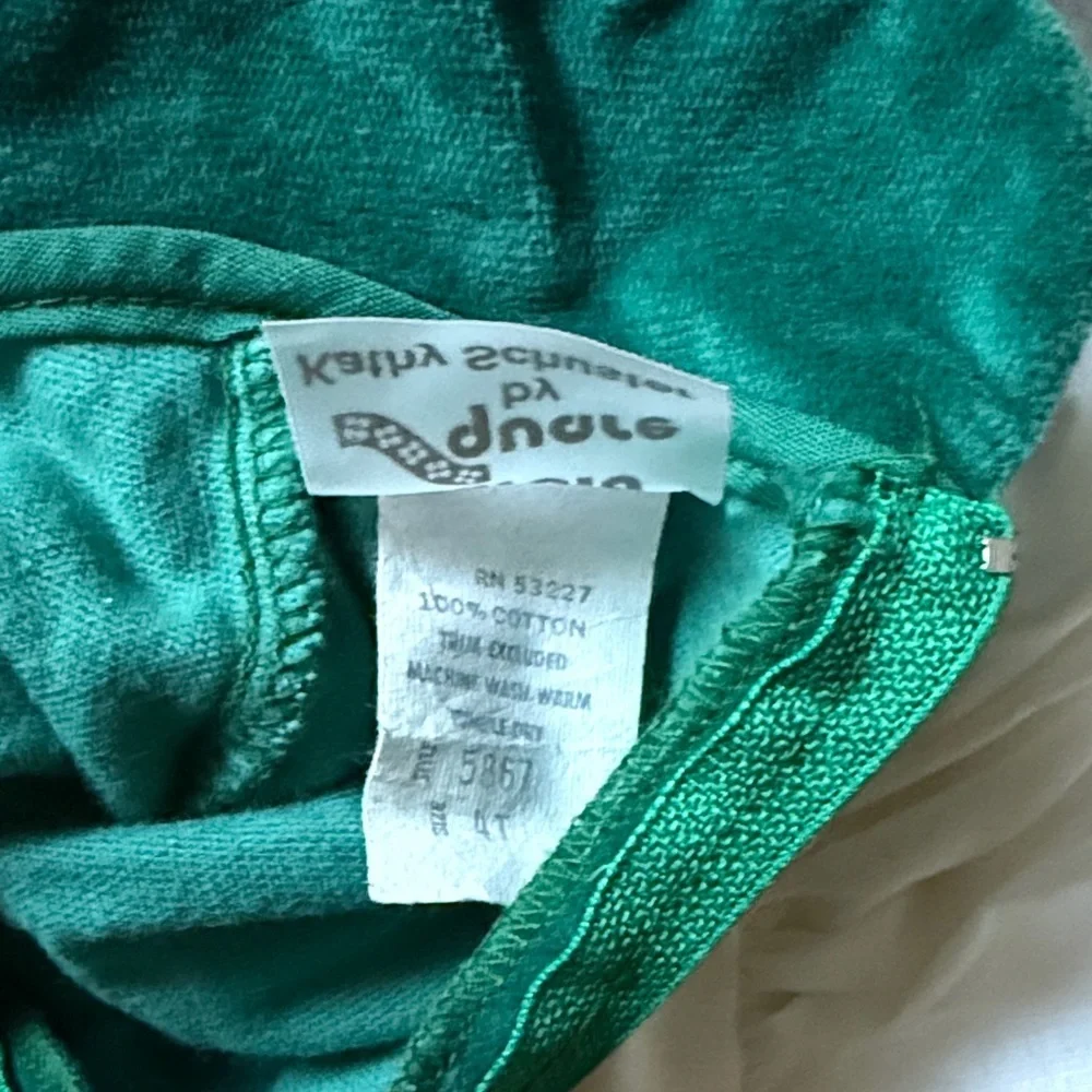 Vintage Harold Square by Kathy Schuster Green Velvet Eyelet Pinafore Dress 4T